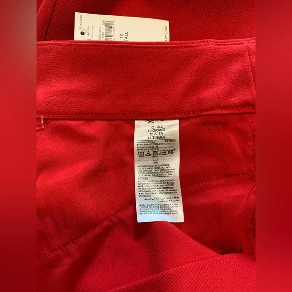 Old Navy Pixie High Rise Secret Slim Pockets Cotton‎ Blend Pants Sz 12 Tall Red - Picture 8 of 8